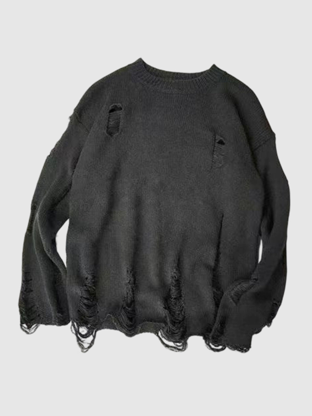 Men's retro, versatile, casual, solid color crew neck sweater