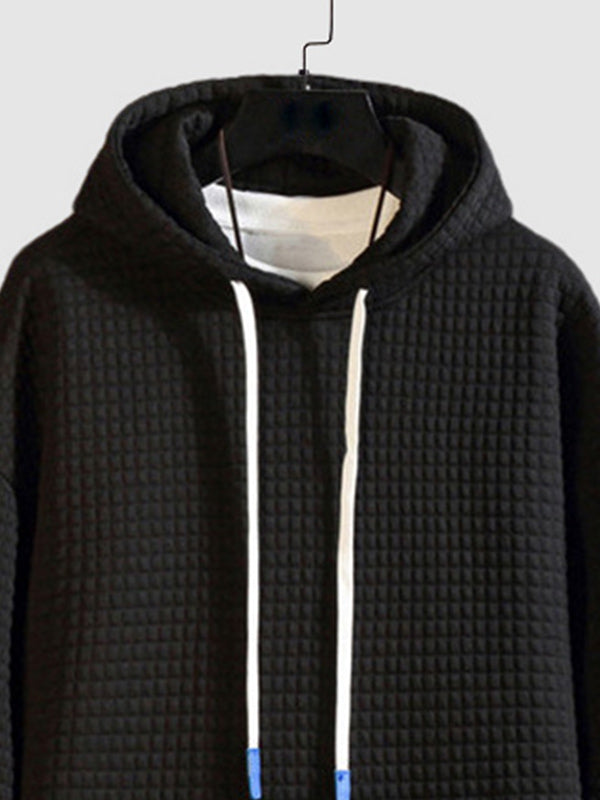 Men's Textured Loose Casual  Jacquard Hoodie