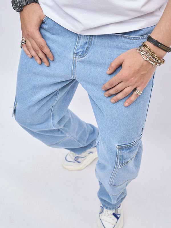 Men's Casual Streetwear Zippered Flap Pocket Jeans