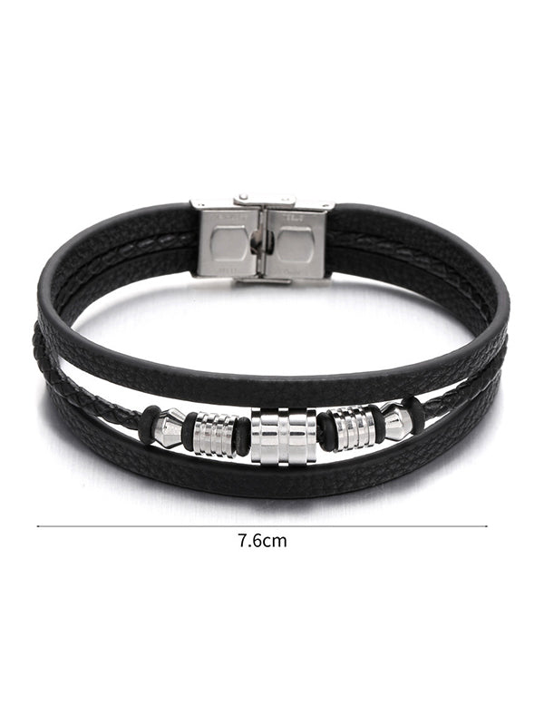 Men's Braided detail layered bracelet