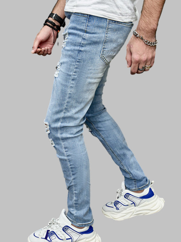 Men's Casual Destroyed Frayed Jeans