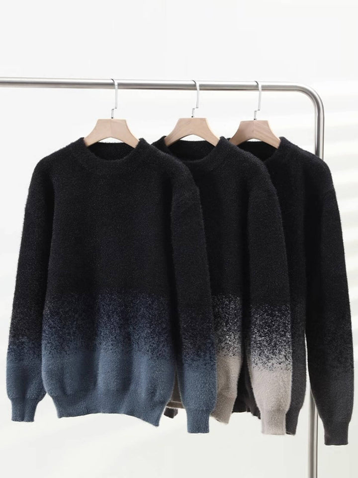 Men's Gradient Color Trendy Loose Mock Neck Knit Sweater