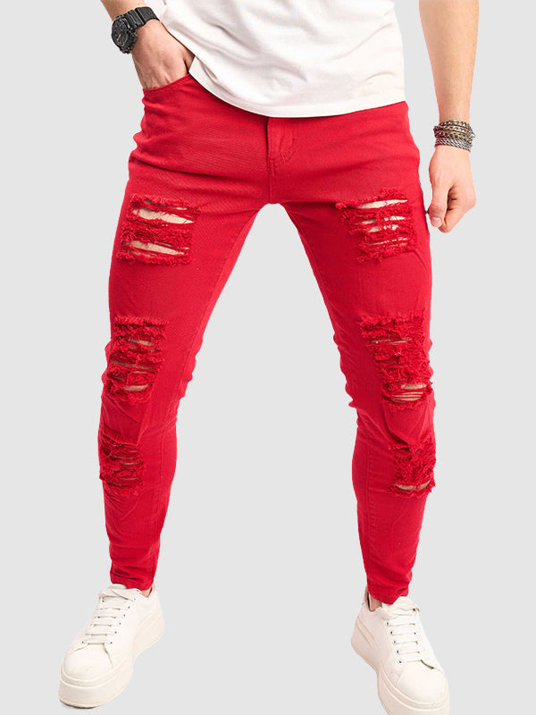 Men's Solid Casual Skinny Pocket Jeans