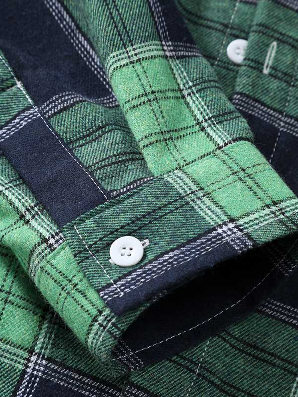 Men's classic plaid wool blend casual long sleeve shirt