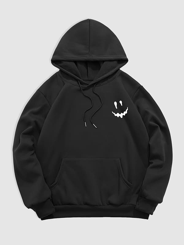 Men's Smiley Print Casual Hoodie