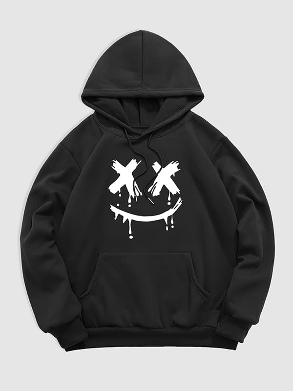 Men's Demon Smiley Face Print Hoodie