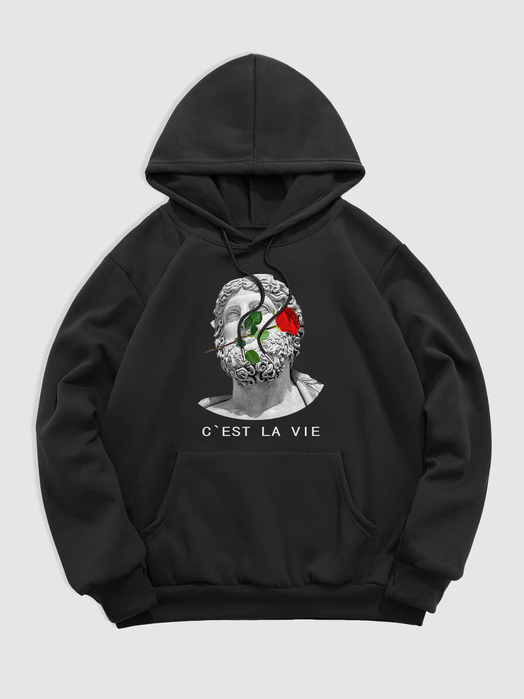 Men's Rose Stone Portrait Print Pullover Hoodie