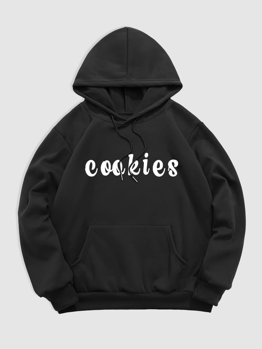 Men's "COOKIES" letter print casual hoodie black