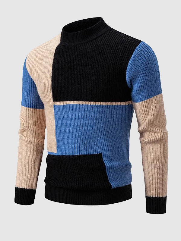 Men's Colorblock Round Neck Knitted Sweater