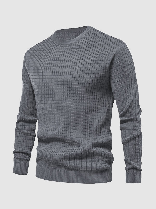 Men's waffle texture solid color casual sweatshirt