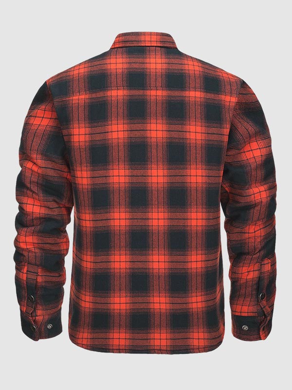 Men's plaid quilted thickened lapel warm shirt jacket