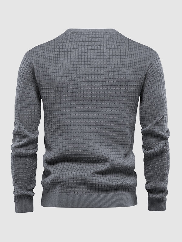 Men's waffle texture solid color casual sweatshirt