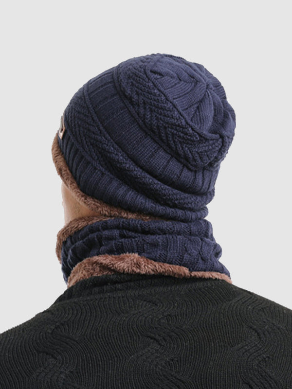 Men's Knitted  Matching Integrated Hat