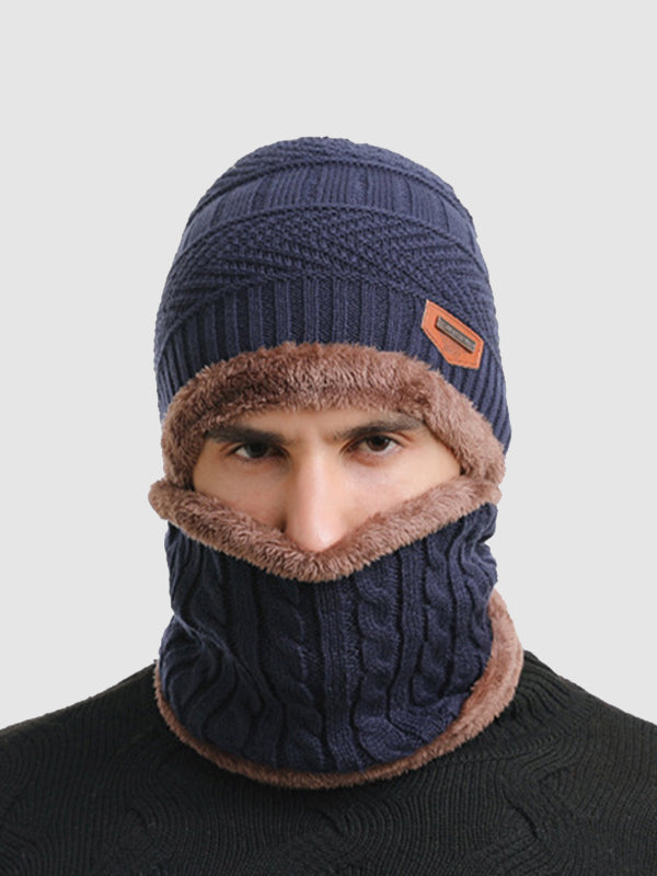 Men's Knitted  Matching Integrated Hat