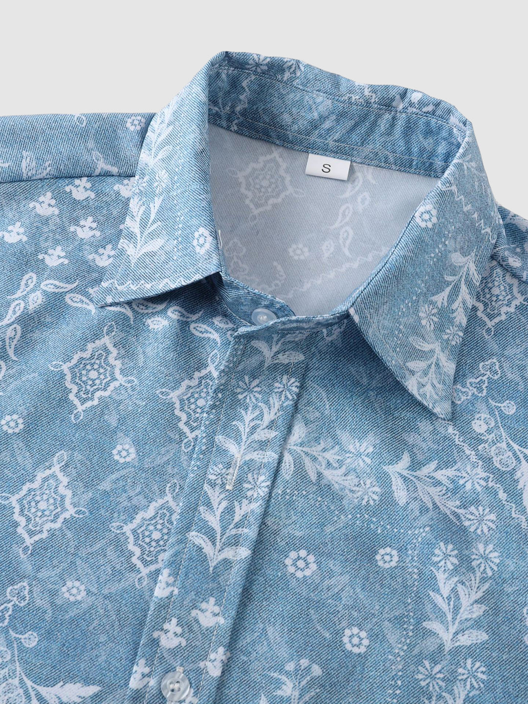 Men's Floral Print Buttoned Casual Short Sleeve Shirt