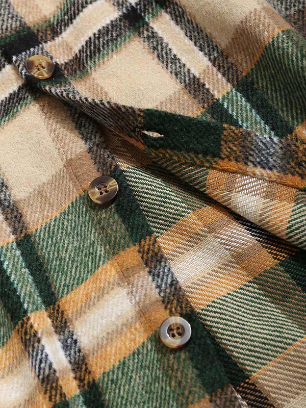 Men's plaid hooded wool blend lapel shirt jacket