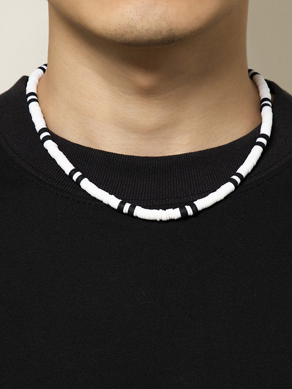 Ethnic style black and white stitching simple geometric necklace