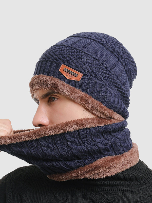 Men's Knitted  Matching Integrated Hat