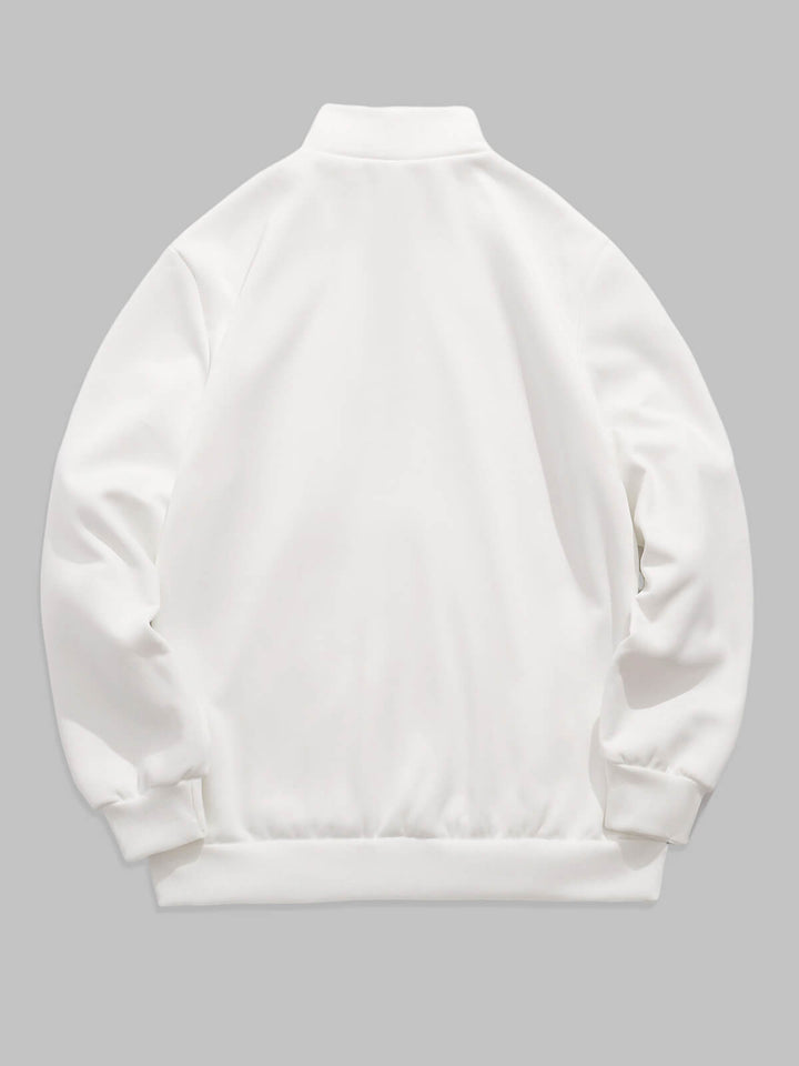 Men's "BROOKLYN" letter print quarter-zip stand collar sweatshirt