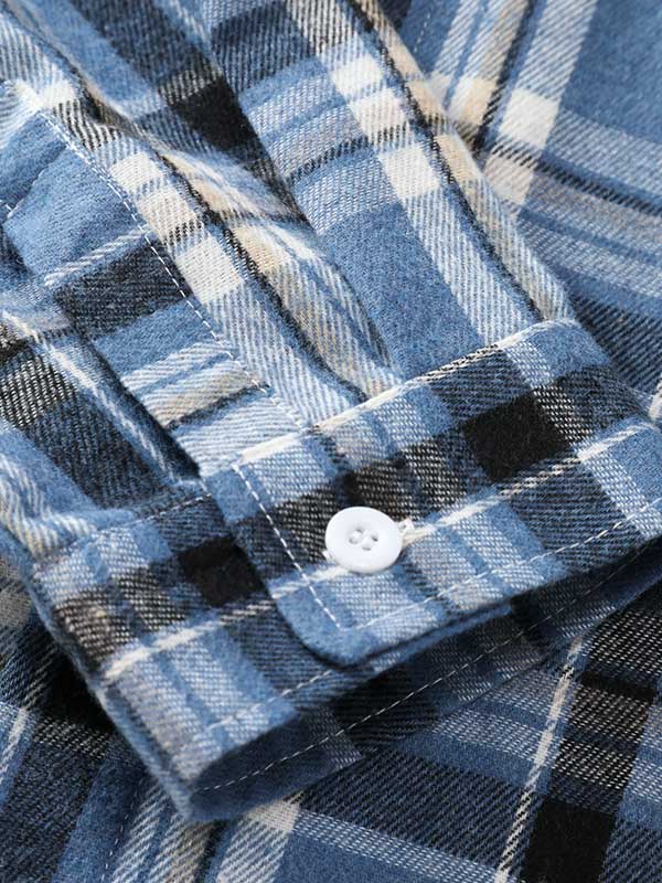 Men's Wool Blend Classic Plaid Casual Long Sleeve Shirt