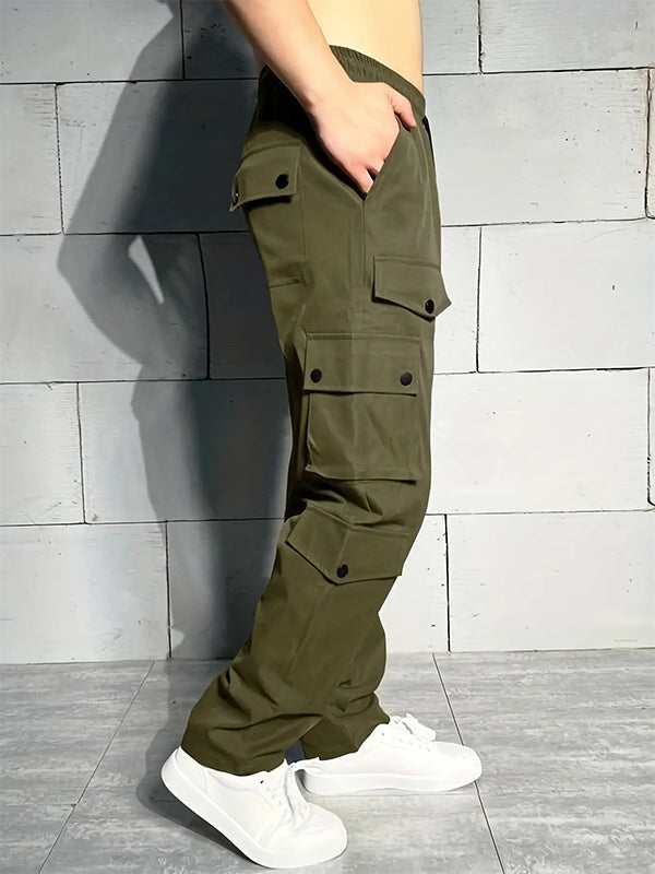 Men's Multi-Pocket Elastic Waist Casual Work Pants