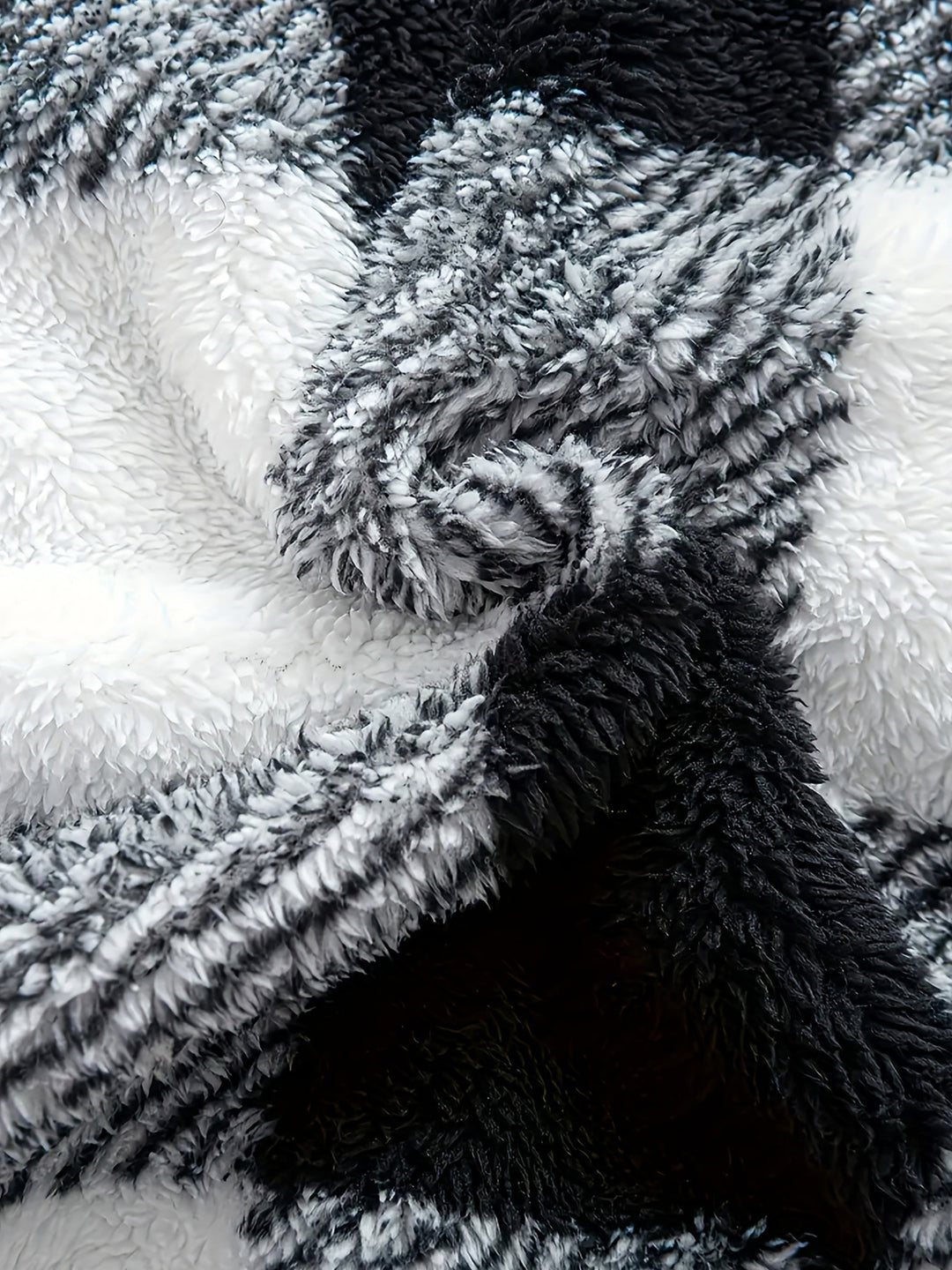 Men's Plaid Casual Fashion Fluffy Fleece Hoodie