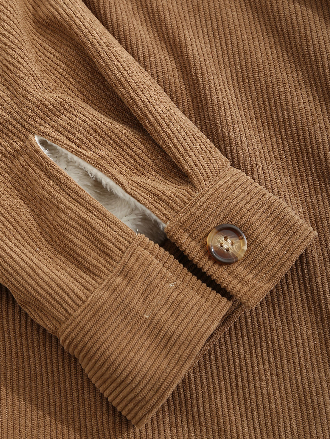 Men's Corduroy Fleece-lined Solid Color Shirt Jacket