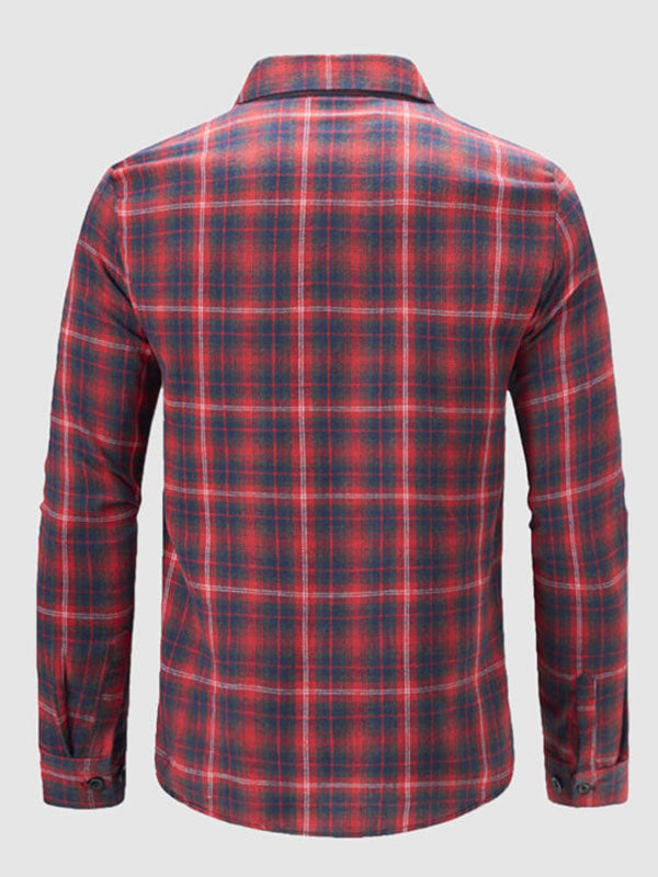 Men's Plaid Loose Fit Casual Long Sleeve Shirt