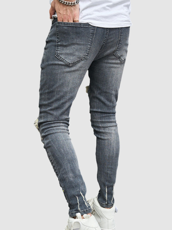 Men's Slim Fit Distressed Distressed Zip Access Jeans