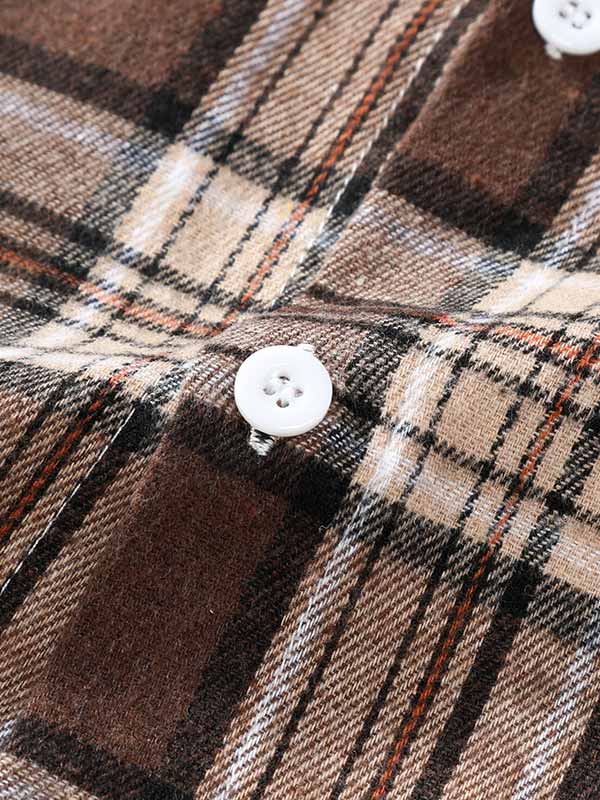 Men's Preppy Wool Blend Plaid Casual Long Sleeve Shirt