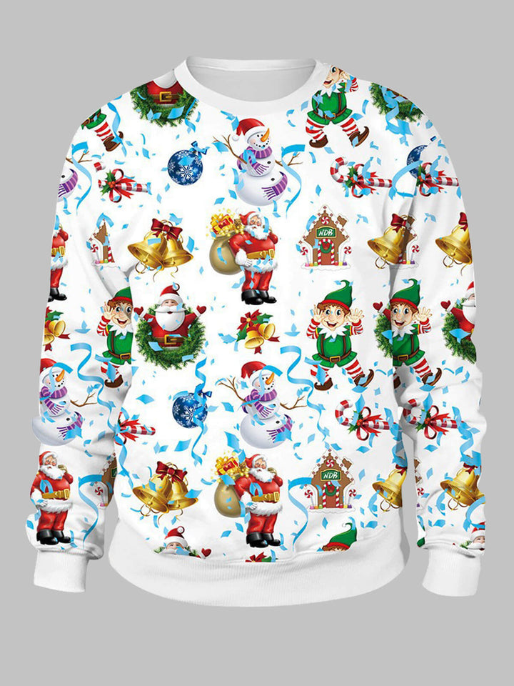 Men's Colorful Christmas Print Crew Neck T-shirt