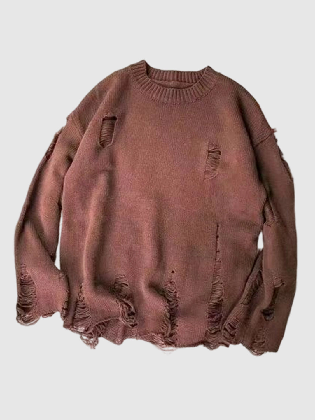 Men's retro, versatile, casual, solid color crew neck sweater