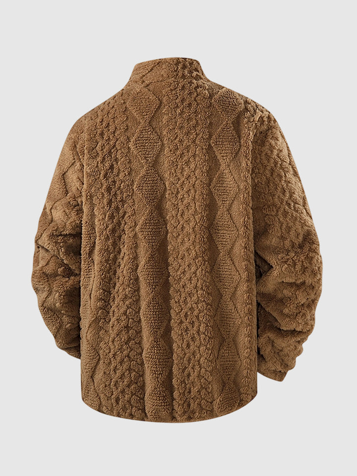 Men's solid color jacquard lambskin warm jacket