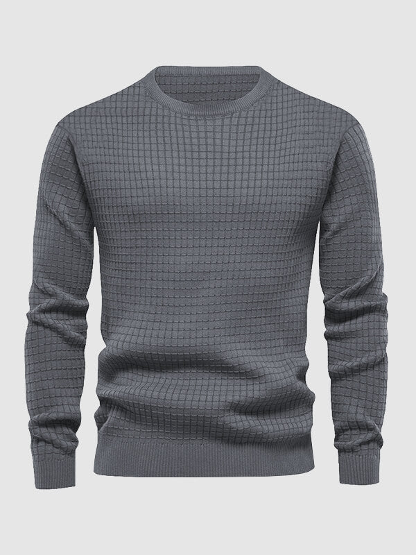 Men's waffle texture solid color casual sweatshirt