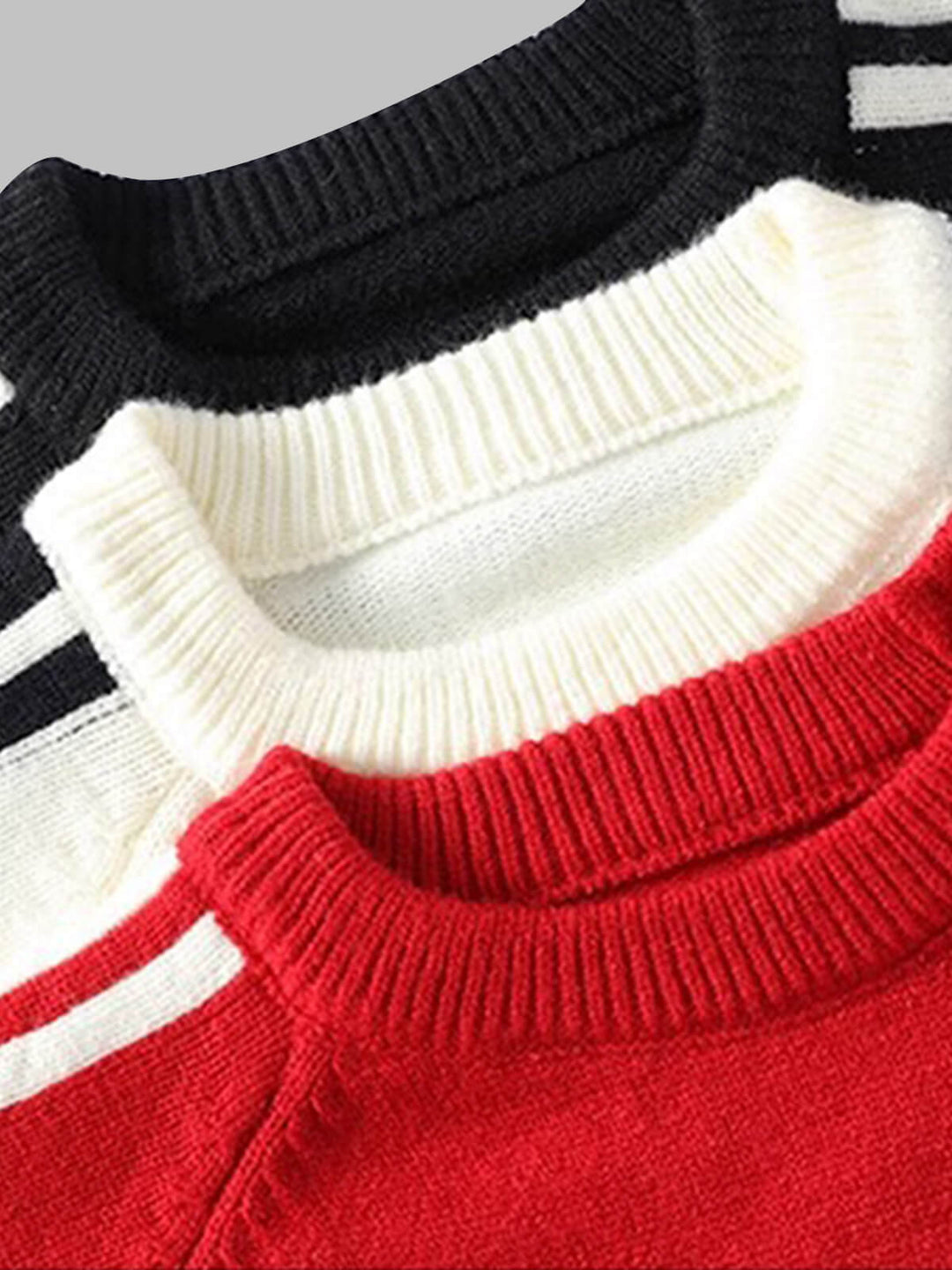 Men's Basic Striped Color-Block Crew Neck Sweater