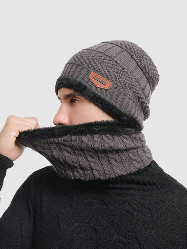 Men's Knitted  Matching Integrated Hat