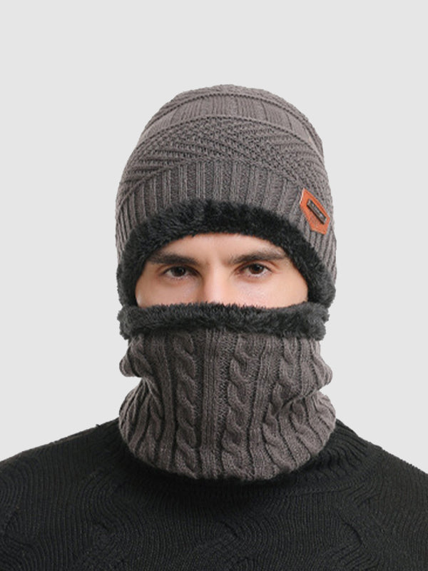 Men's Knitted  Matching Integrated Hat