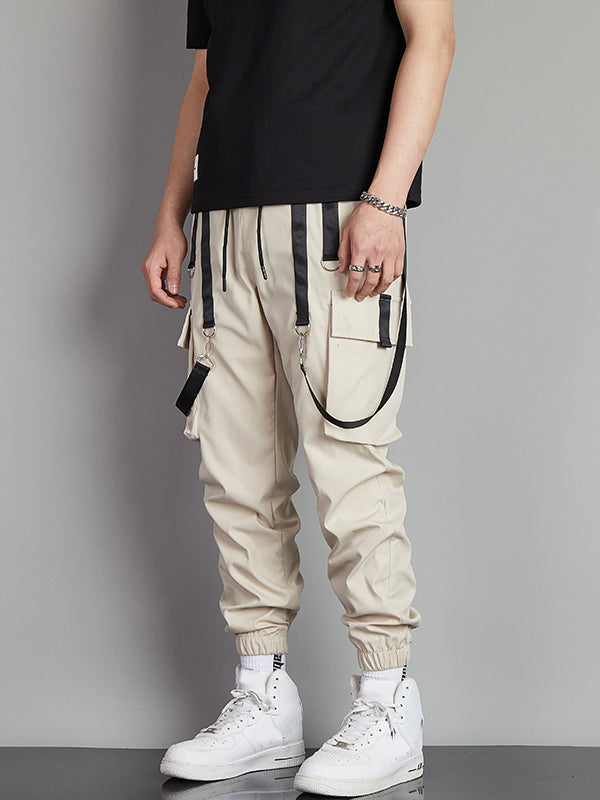 Men's Strap Design Multi-Pocket Cargo Pants