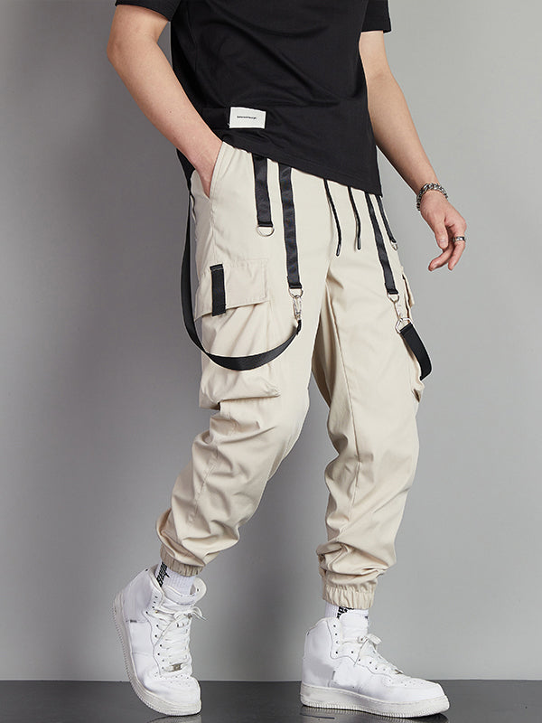 Men's Strap Design Multi-Pocket Cargo Pants