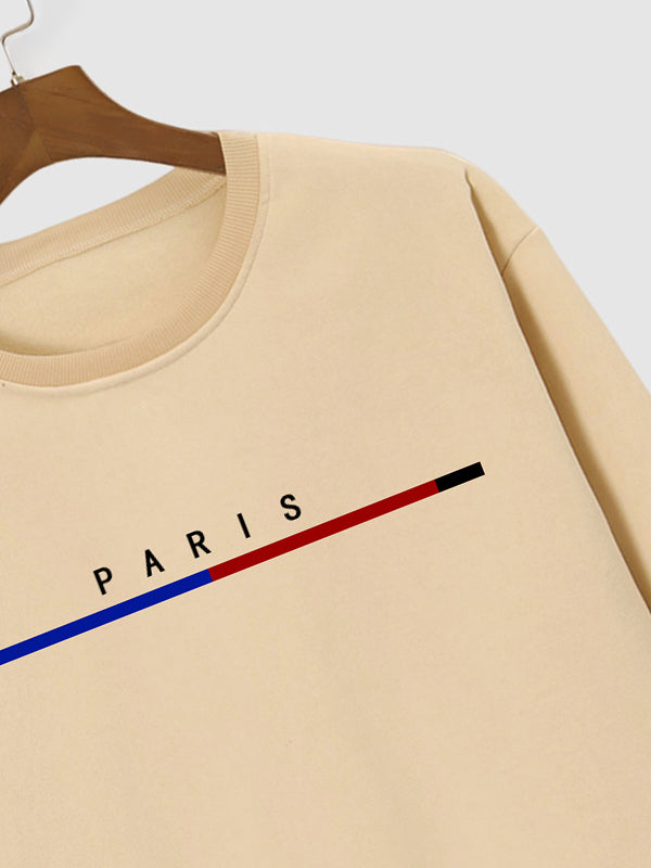 Men's "PARIS" Graphic Fleece Lined Pullover Crewneck