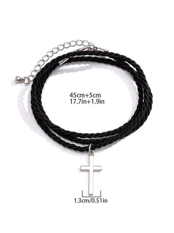 Men's Ethnic Braided Cross Bracelet