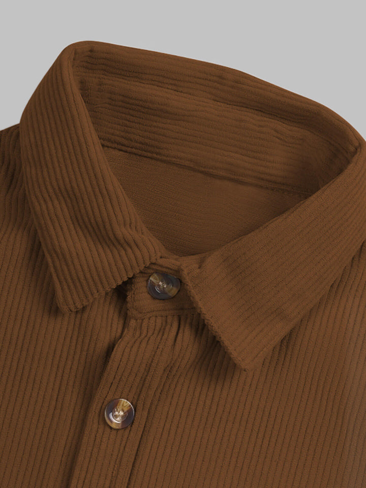 Men's corduroy button-down casual slim fit long sleeve