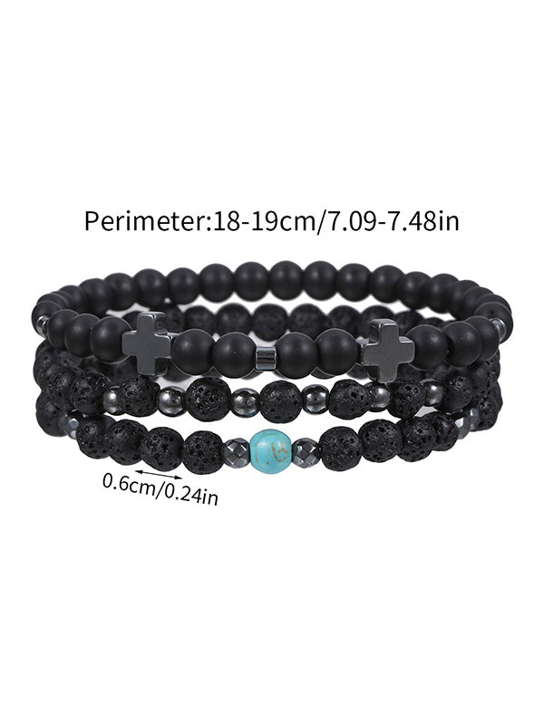 Cross black gallstone bracelets 3Pcs/set