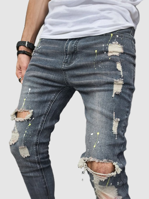 Men's Slim Fit Distressed Distressed Zip Access Jeans