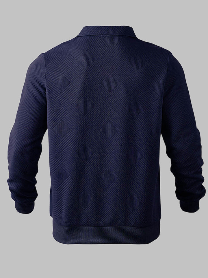 Men's Vintage Jacquard Half Zip Lapel Long Sleeve Sweatshirt