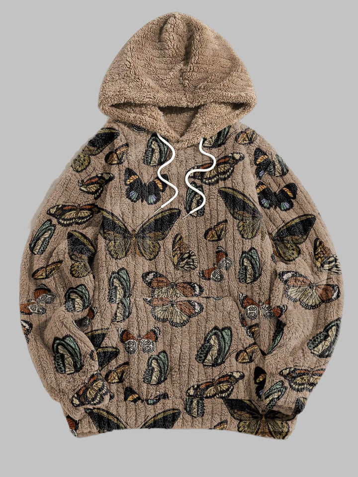 Men's butterfly print fleece hoodie