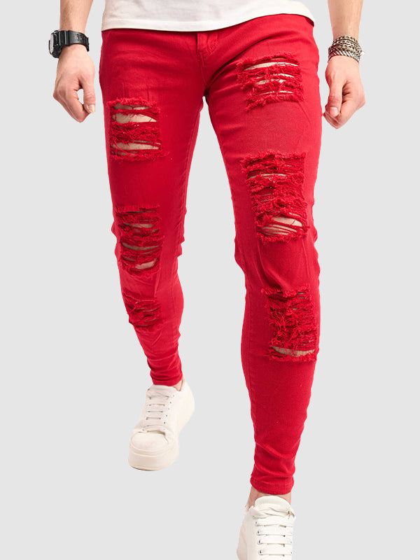 Men's Solid Casual Skinny Pocket Jeans