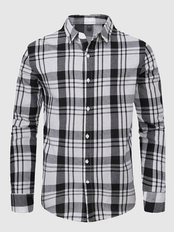 Men's Plaid Loose Fit Casual Long Sleeve Shirt