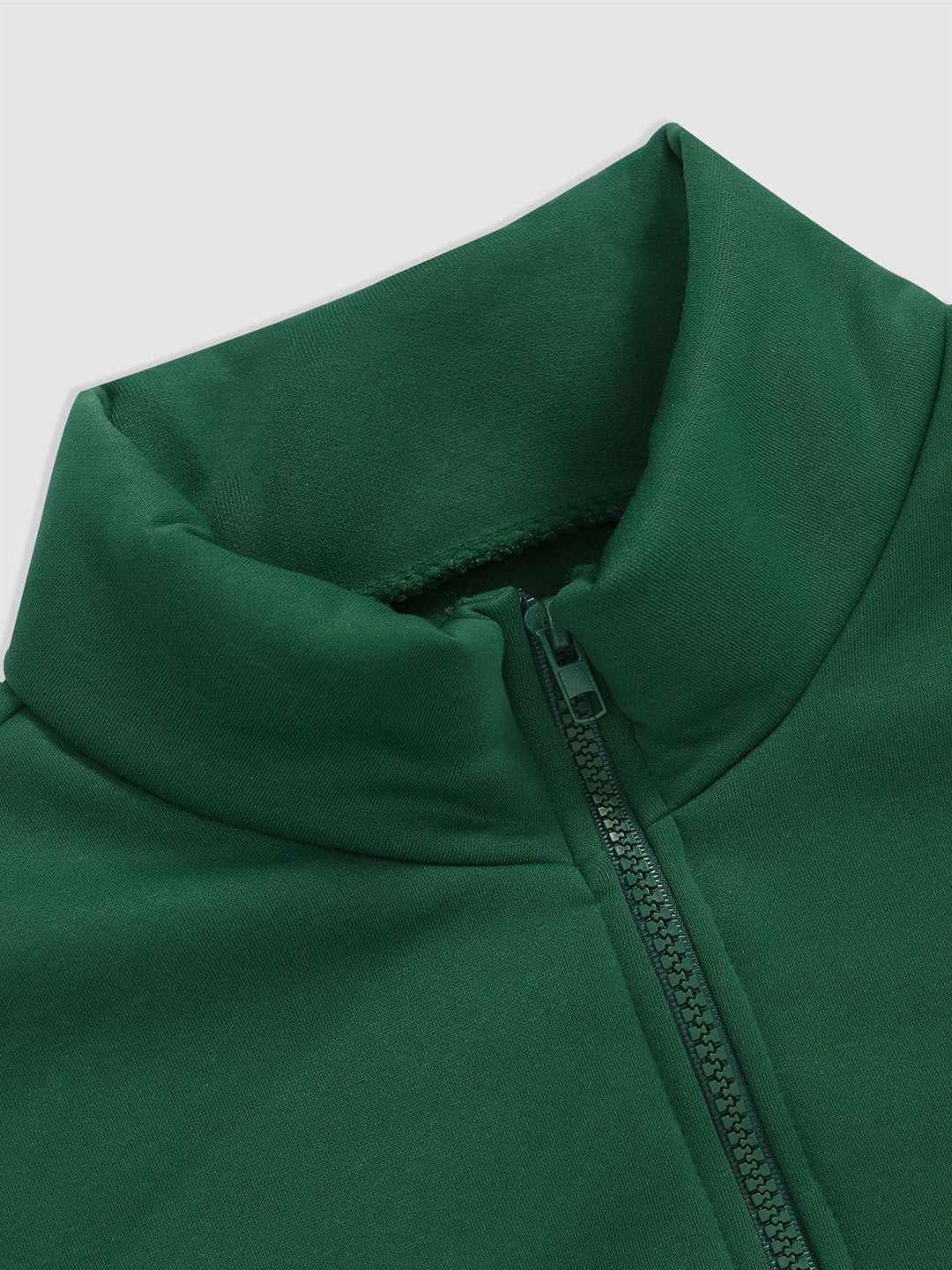 Men's Stand Collar Zip-up Eagle Print Fleece Sweatshirt green