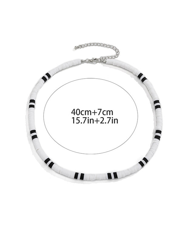 Ethnic style black and white stitching simple geometric necklace